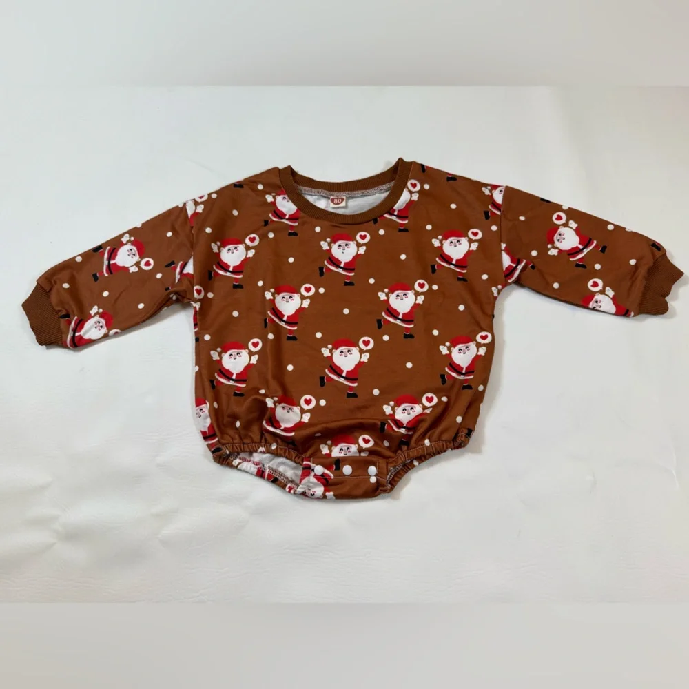 Baby unisex Christmas Romper Snowman Santa Print 6-12 mon (bin K)